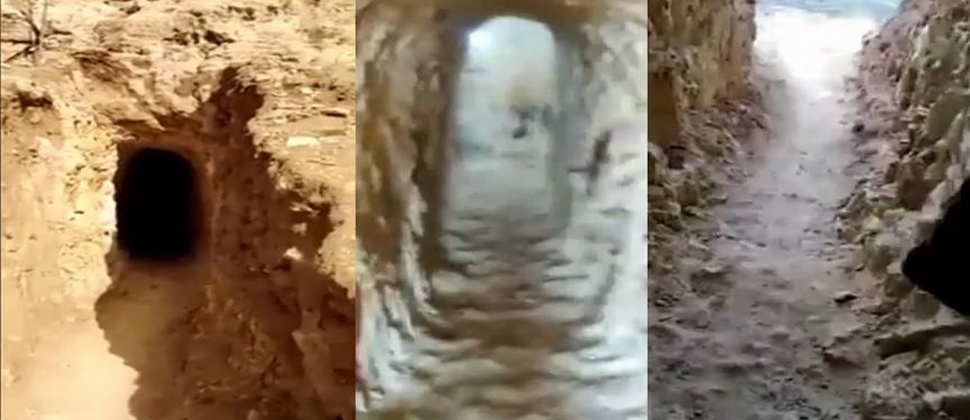 PKK terrorçularının Suriyadakı gizli tunelləri - VİDEO