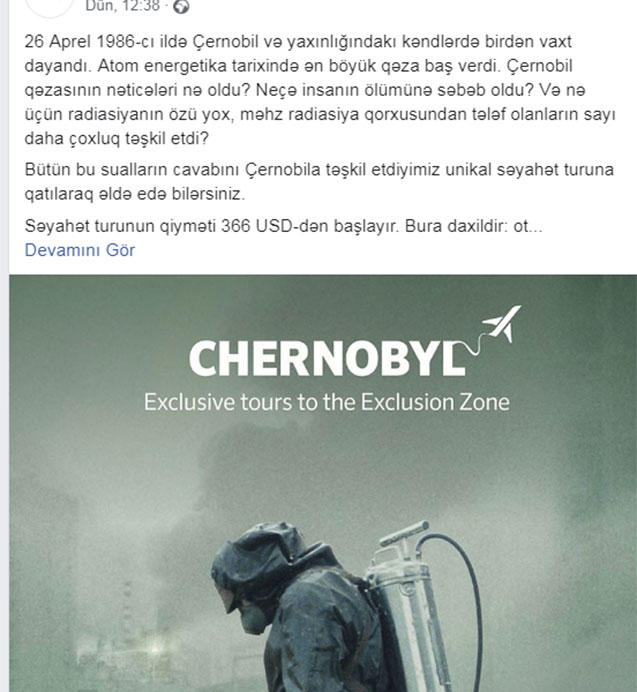 Serialdan sonra Bakıdan Çernobıla turlar başladı
