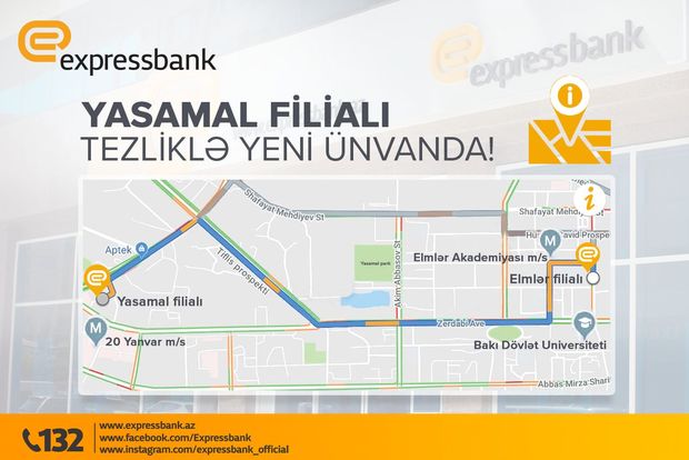 Expressbank-ın “Yasamal” filialı ünvanını dəyişir