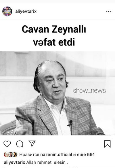 Cavan Zeynallının ölüm XƏBƏRİ YAYILDI — FOTO