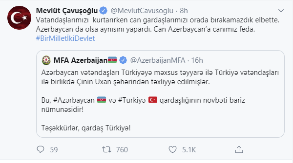 “Can Azərbaycana canımız fəda” - Çavuşoğlu
