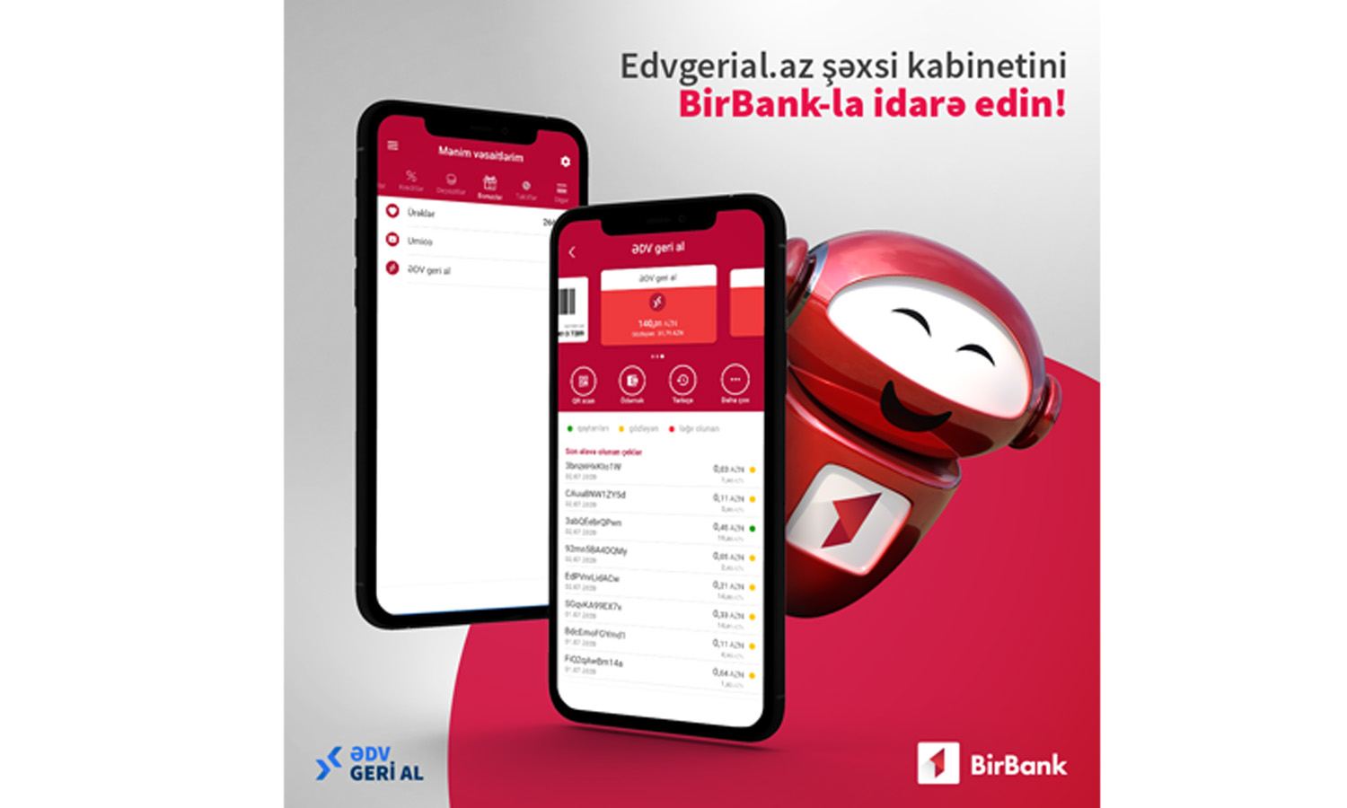 BirBank mobil tətbiqi vasitəsilə www.edvgerial.az portalındakı şəxsi kabinetinizi idarə edin