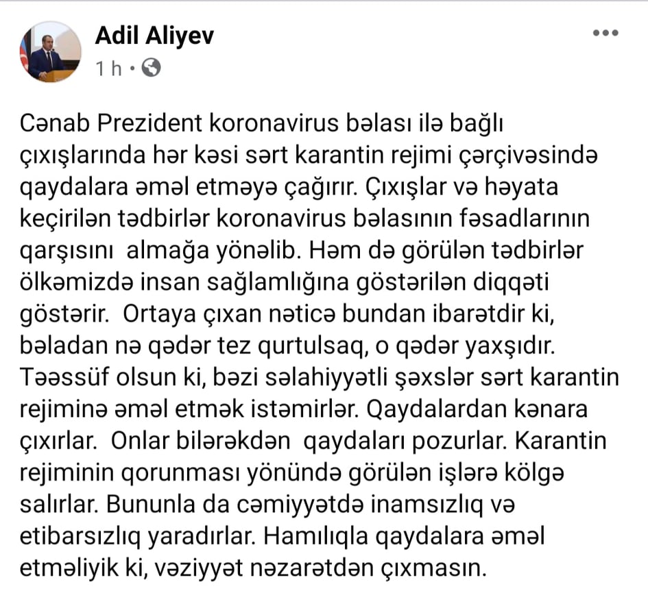 Vitse Spiker Adil Əliyev: Onlar qaydaları bilərəkdən pozurlar