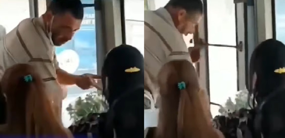 Bakıda avtobusda dava: Qadın ona sataşan kişini döydü - VİDEO