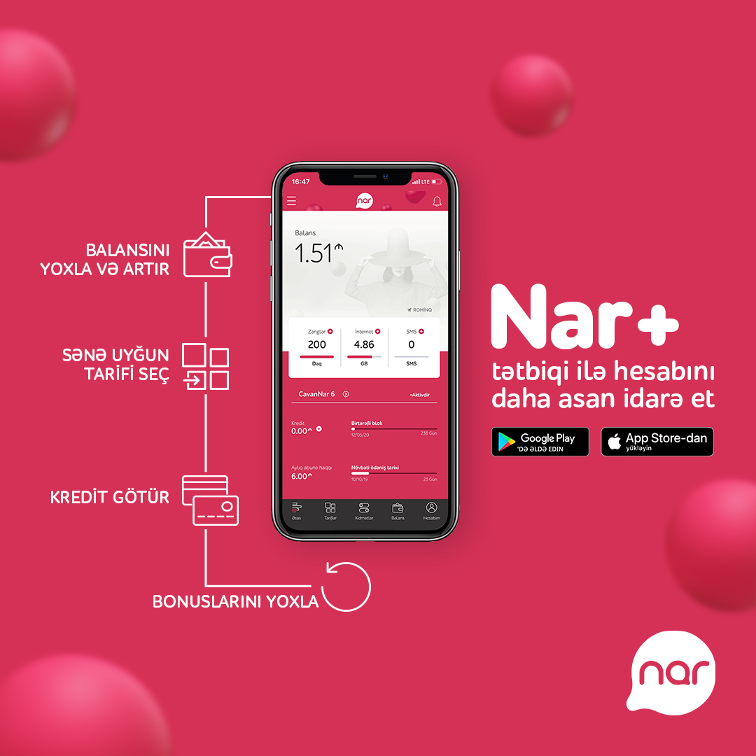Nar+” tətbiqindən istifadə edənlərin sayı 300 mini ötüb!