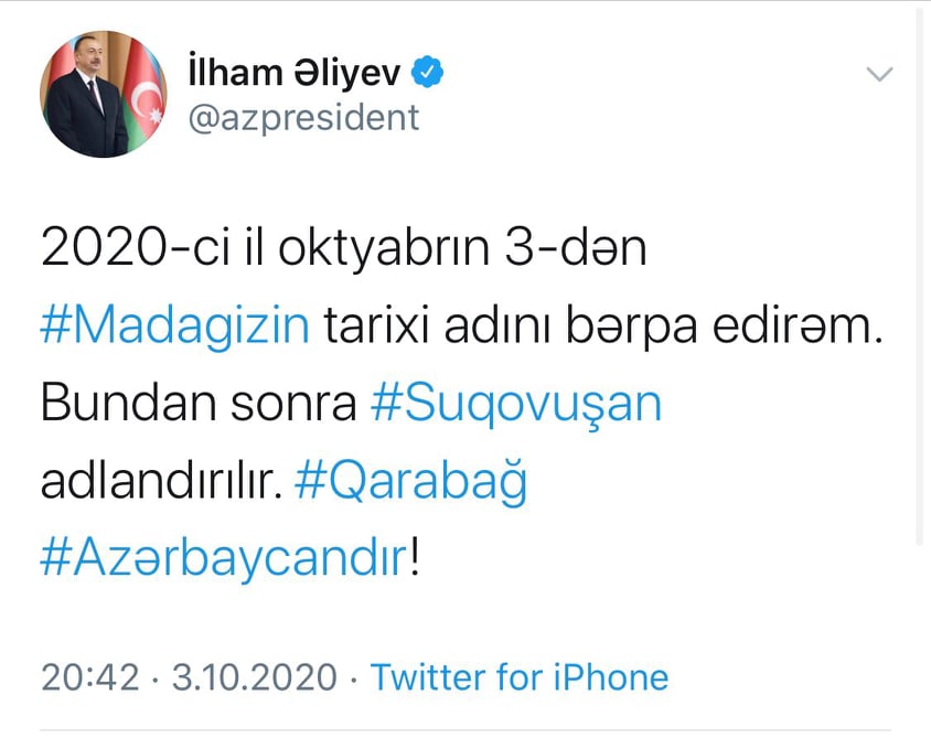 Prezident Madagizin tarixi adını bərpa etdi