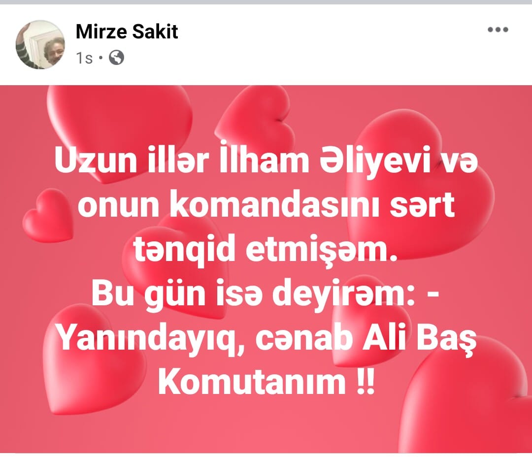 Müxalif yazardan Prezidentə dəstək: “Yanındayıq...” - FOTO