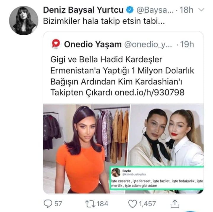 Türk aktrisa Kim Kardaşyana görə həmvətənlərini qınadı