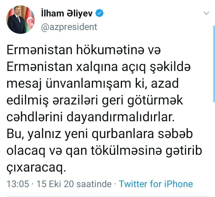 Ermənistan bu cəhdləri dayandırmasa, yeni qurbanlar verəcək - İlham Əliyevdən daha bir XƏBƏRDARLIQ
