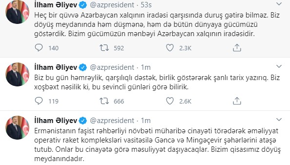 İlham Əliyevdən “Tvitter”də növbəti paylaşım - Foto