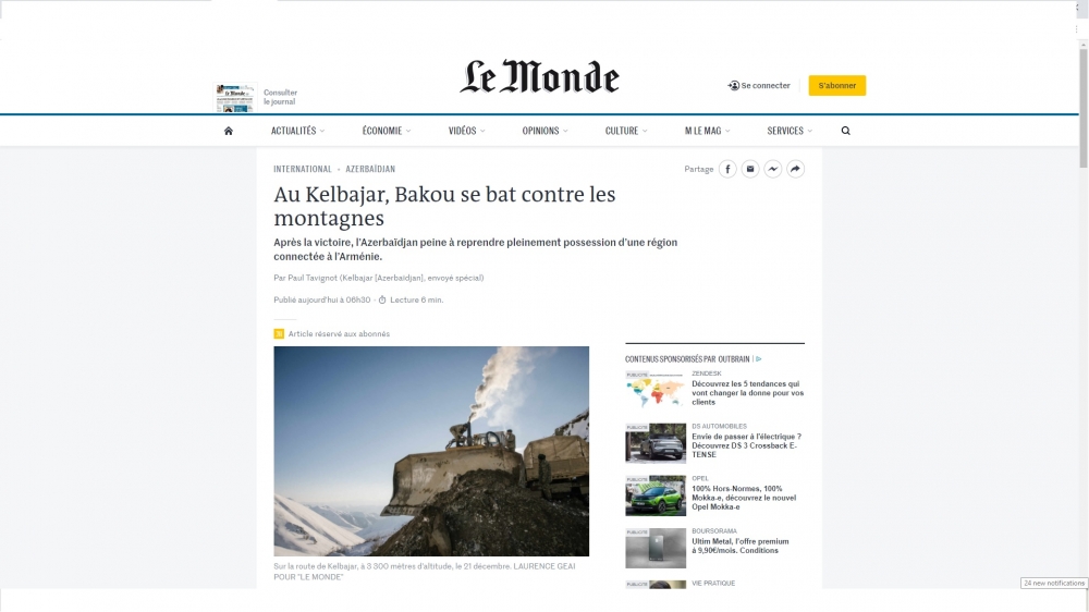 Ermənilərin yandırdıqları damsız evləri görmək olur - Le Monde