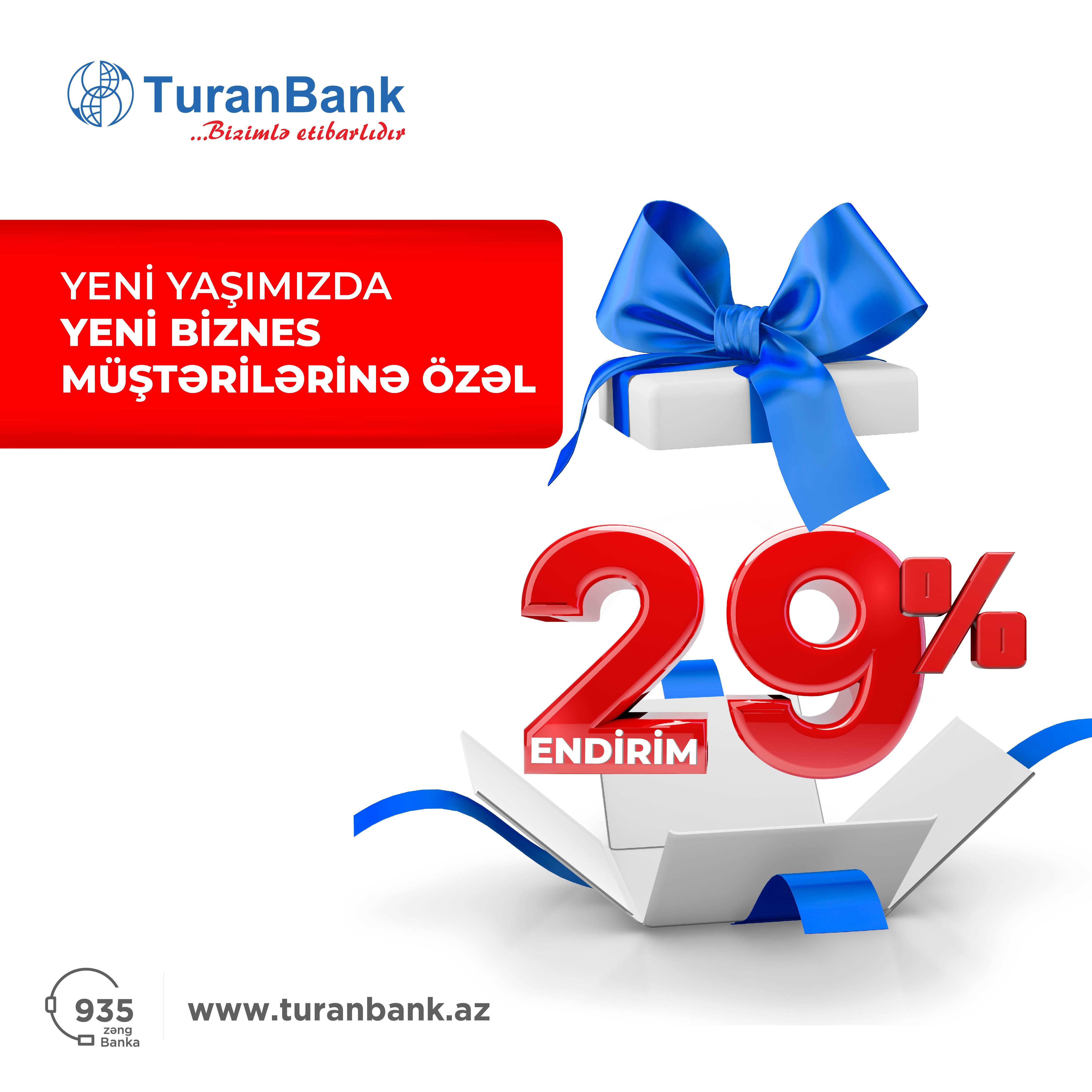 TuranBankdan yeni KOS müştərilərinə 29% endirim!