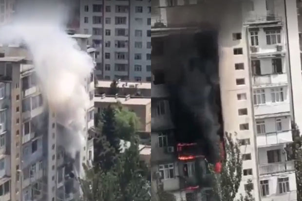 Bakıda yaşayış binasında baş verən yanğın söndürüldü- VİDEO/YENİLƏNDİ
