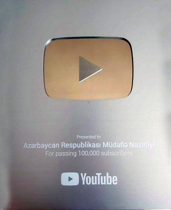 Müdafiə Nazirliyinin Yutub kanalı mükafatlandırıldı - FOTO