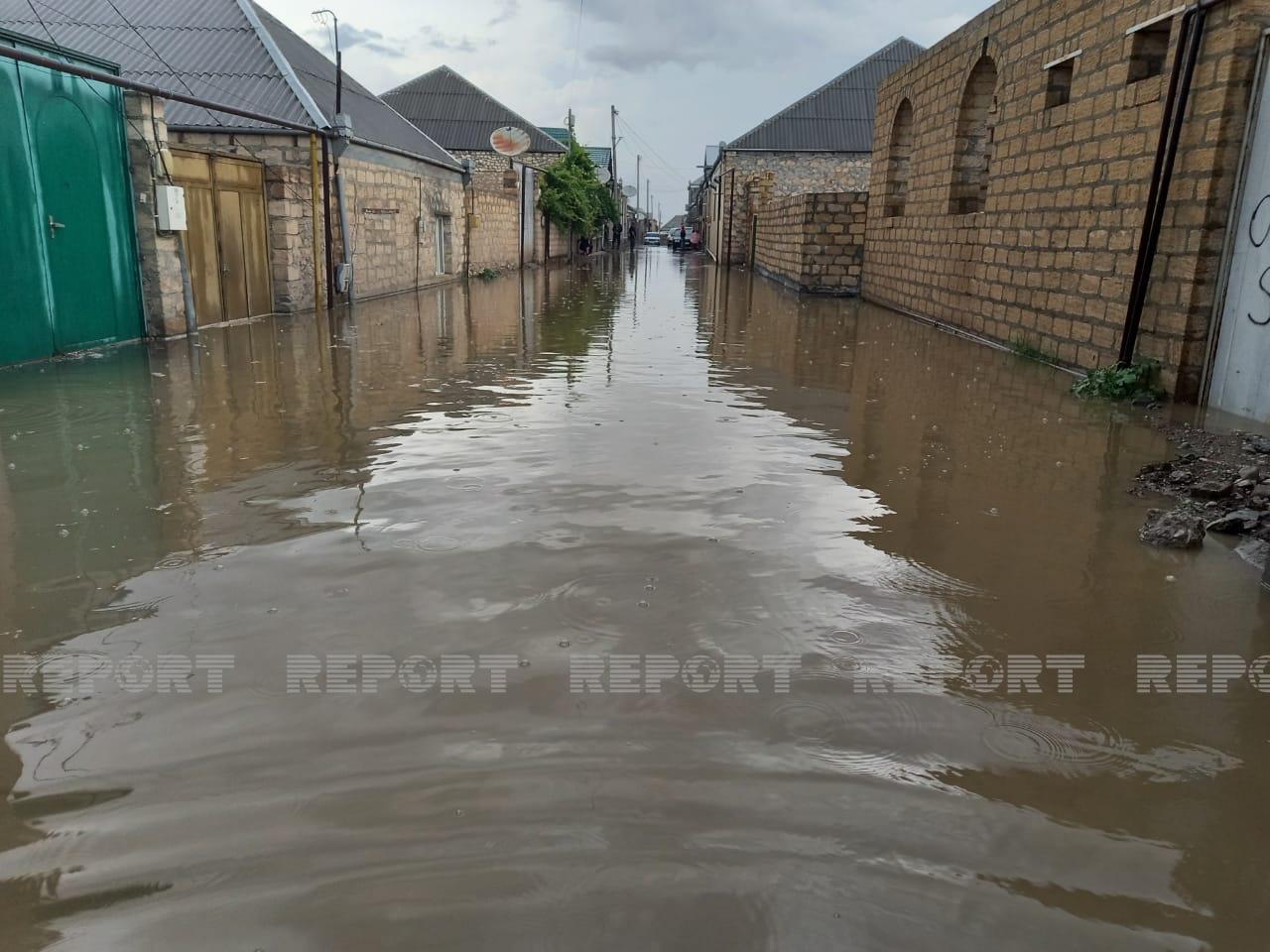 Gəncədə güclü yağış fəsadlar törətdi - FOTO