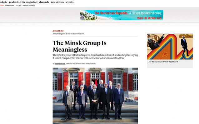 “ATƏT-in Minsk qrupunun fəaliyyəti mənasızdır“ - “Foreign Policy”
