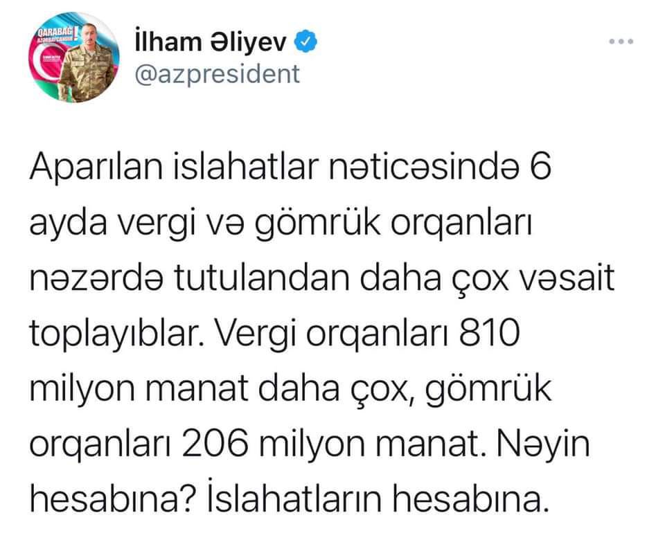 İslahatların hesabına nəzərdə tutulandan 1 milyard çox vəsait toplanıb - Prezident açıqladı