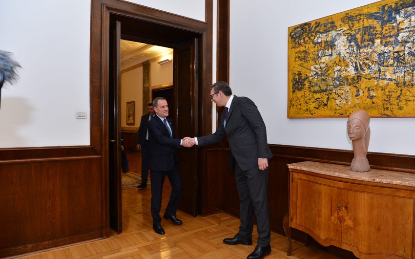 Ceyhun Bayramov Serbiya Prezidenti ilə görüşdü - FOTOLAR