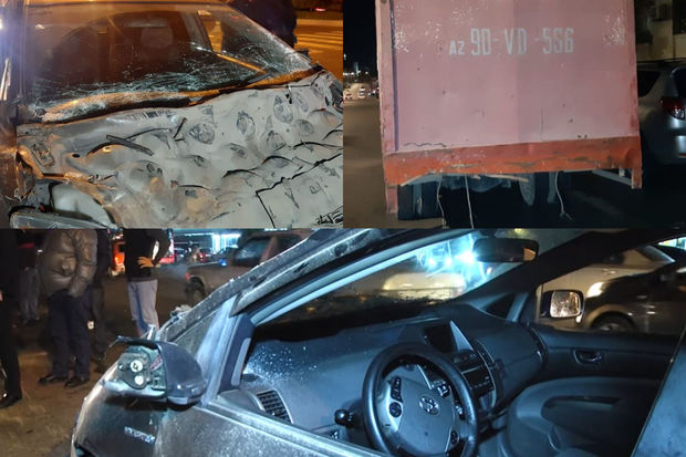 Bakıda DƏHŞƏTLİ QƏZA: Minik avtomobili deformasiyaya uğradı - FOTOLAR-VİDEO