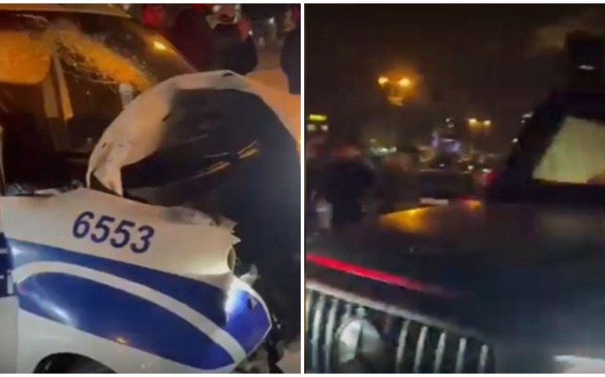 Bakıda “Gelandewagen”lə PPX avtomobili toqquşdu, polis əməkdaşı yaralandı