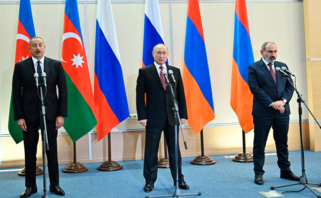 Putin İlham Əliyev və Paşinyana sülh simvolu hədiyyə etdi - VİDEO