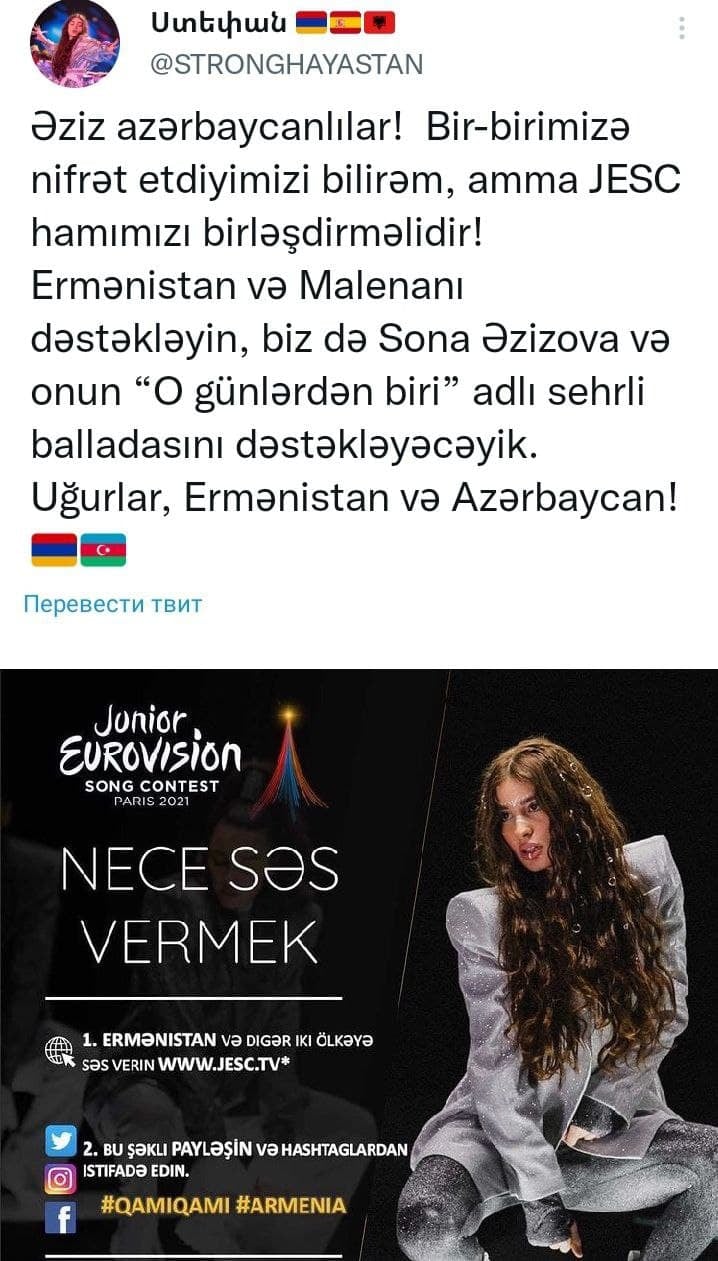 Ermənistanın “Eurovision” təmsilçisi Azərbaycandan dəstək istədi - FOTO