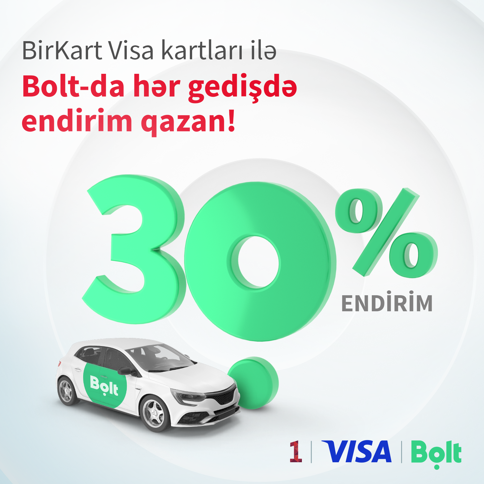 BirKart-dan Bolt gedişlərinə 30% endirim!