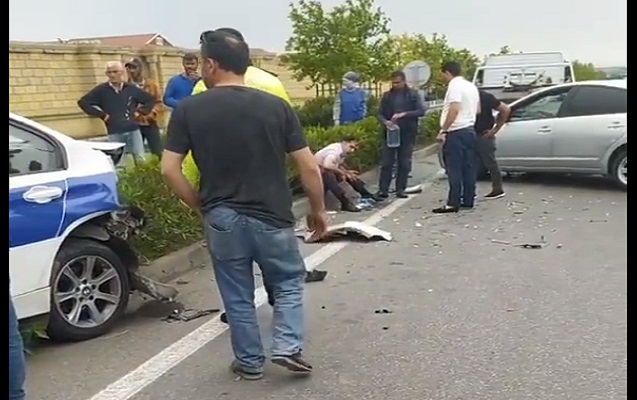 Bakıda “Prius”la YPX toqquşdu, yaralanan var - VİDEO