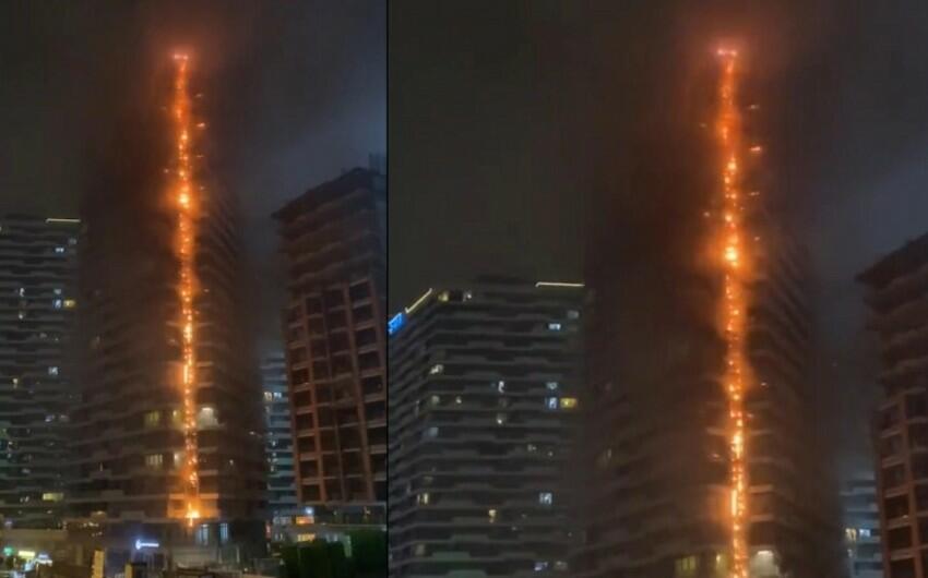 İstanbulda yaşayış binasında güclü yanğın başladı - FOTO