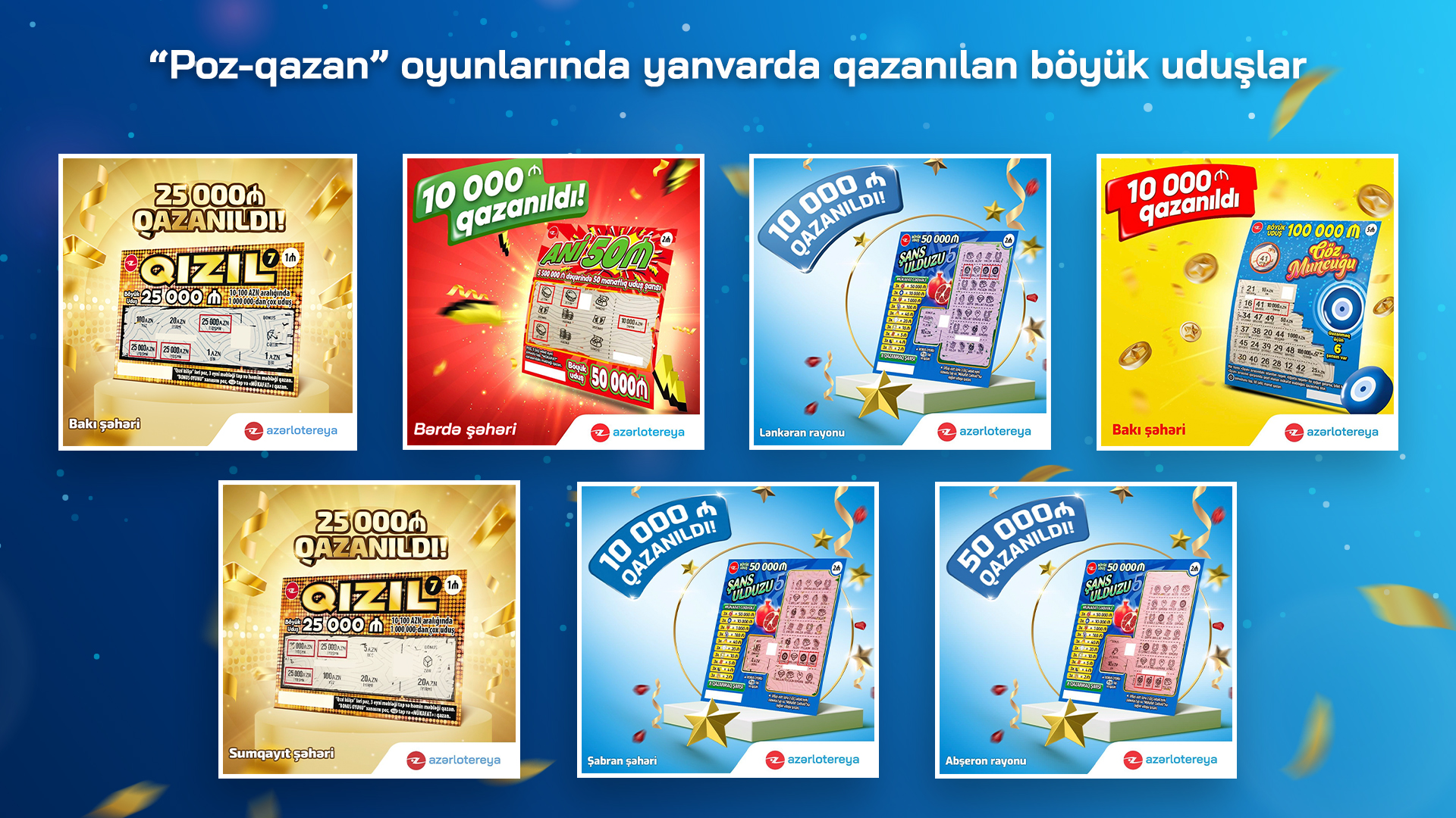 “Poz-Qazan” oyunlarında yanvarda 7 böyük uduş qazanıldı