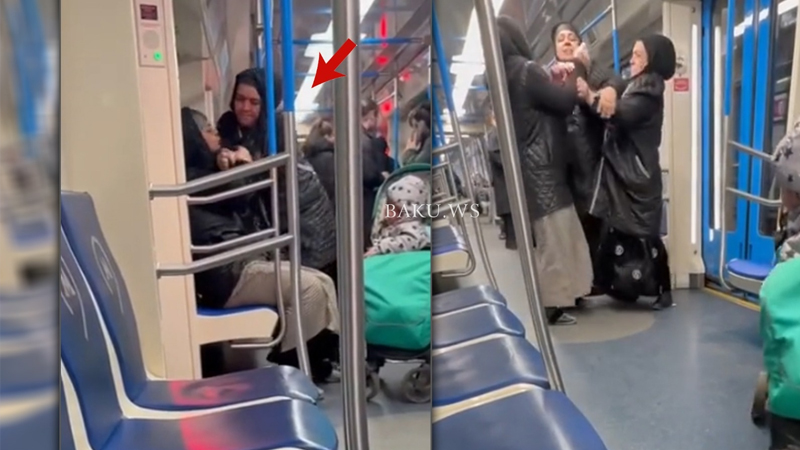 Bakı metrosunda qadınlar arasında DAVA - VİDEO