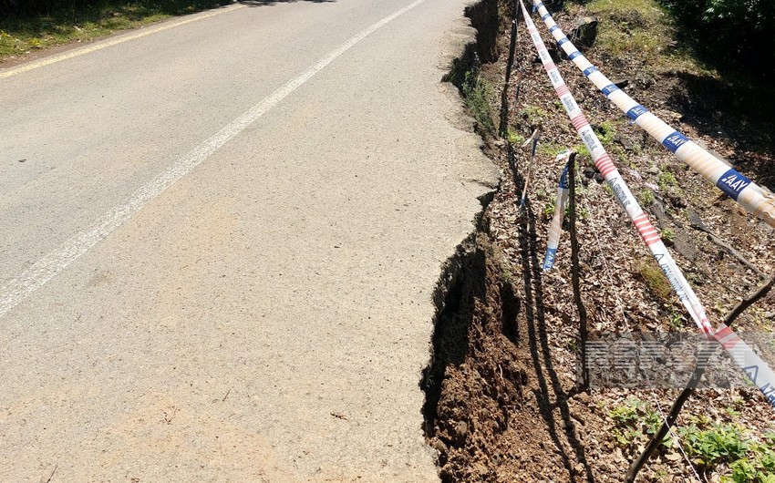 Azərbaycanda 5 il öncə istismara verilən yol ÇÖKDÜ - FOTOLAR