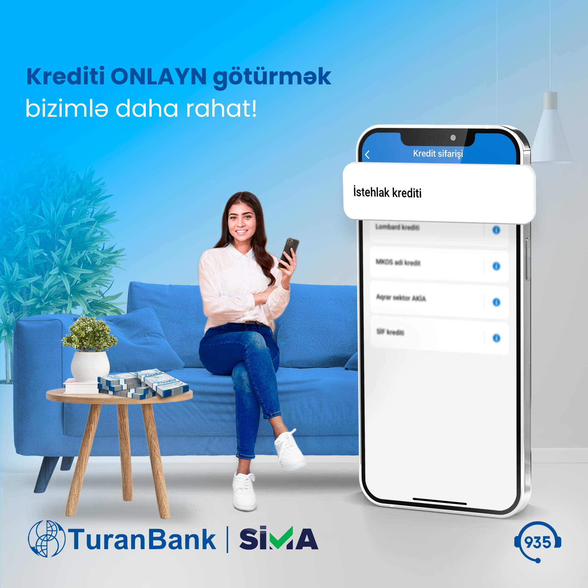 TuranBank-dan onlayn kredit götürmək SİMA ilə daha rahat