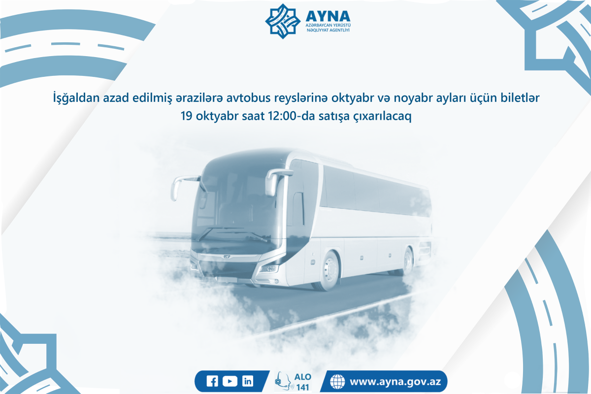 Qarabağa avtobus reyslərinə oktyabr-noyabr ayları üçün biletlər satışa çıxarılır