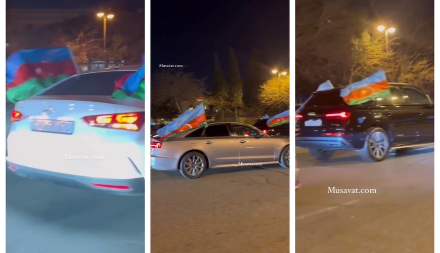 Bakıda Zəfər seçkisindən sonra bayraqlı yürüş başladı - VİDEO