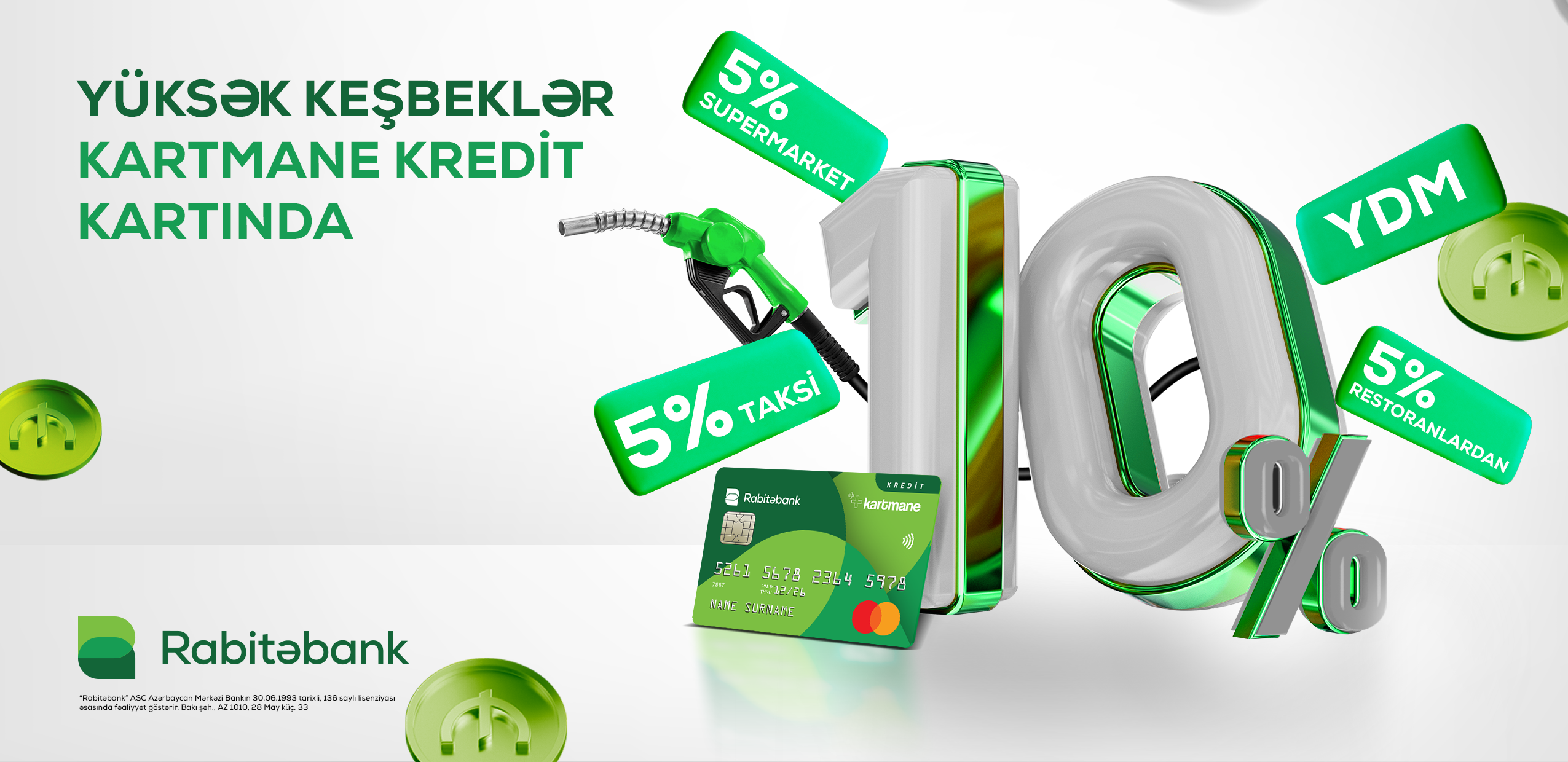Rabitəbankın Kartmane kredit kartında yüksək keşbeklər!