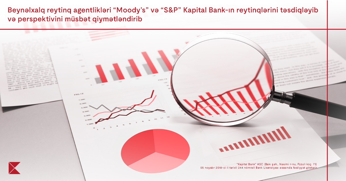 “Moody’s” və “S&amp;P” Kapital Bank-ın reytinqlərini təsdiqləyib və bankın
perspektivini müsbət qiymətləndirib