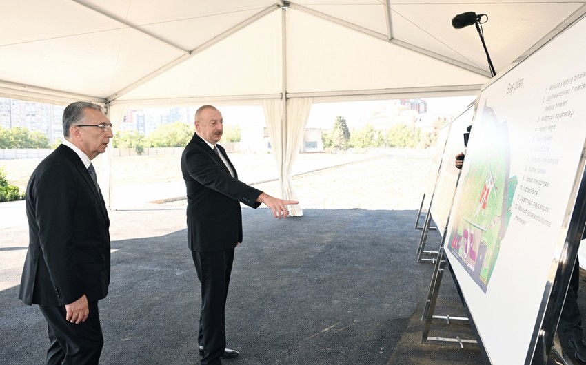 Prezident “Gənclik”də yaradılan yeni parkda işlərin gedişi ilə TANIŞ OLDU - FOTO