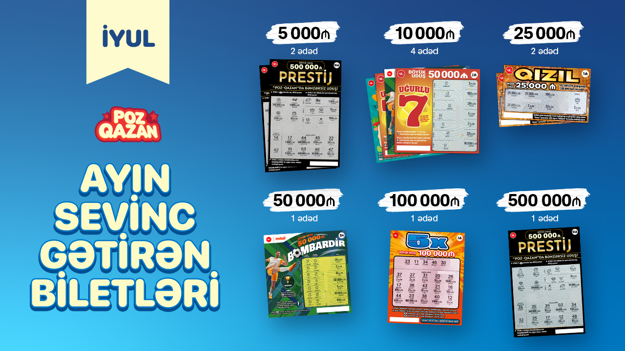 “Poz-Qazan” oyunlarında iyulda 11 böyük uduş qazanıldı