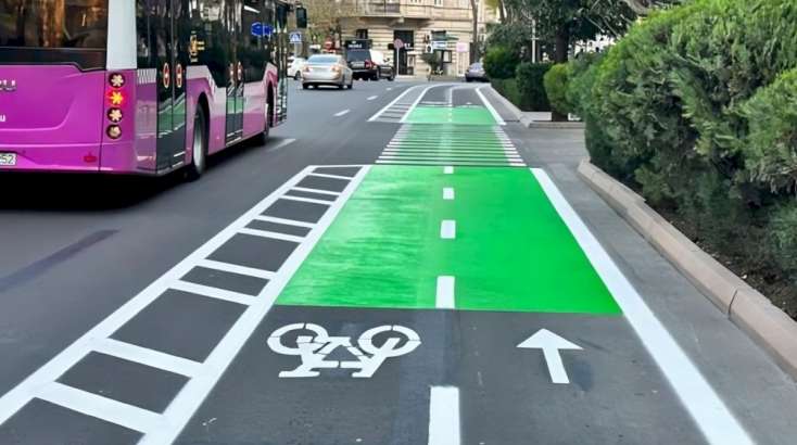 Bakıda yeni velosiped zolaqları çəkildi - FOTO