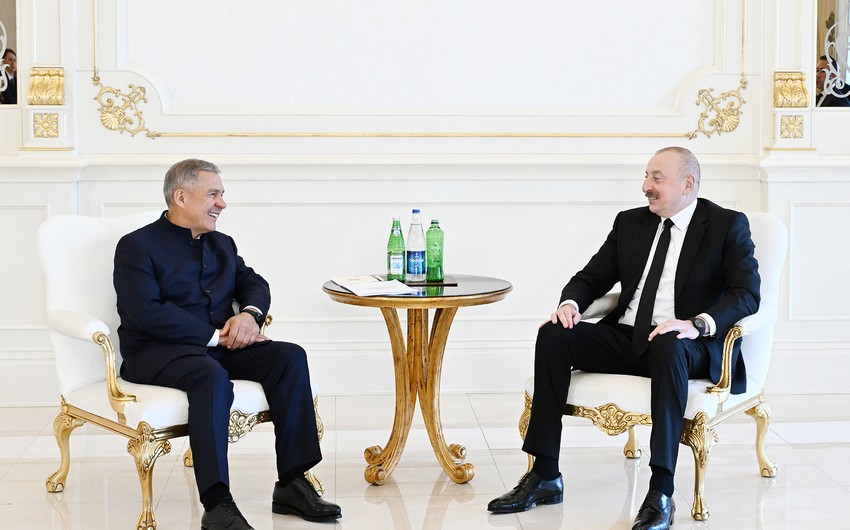 İlham Əliyev Rusiyanın Tatarıstan Respublikasının Rəisi ilə görüşdü - FOTO