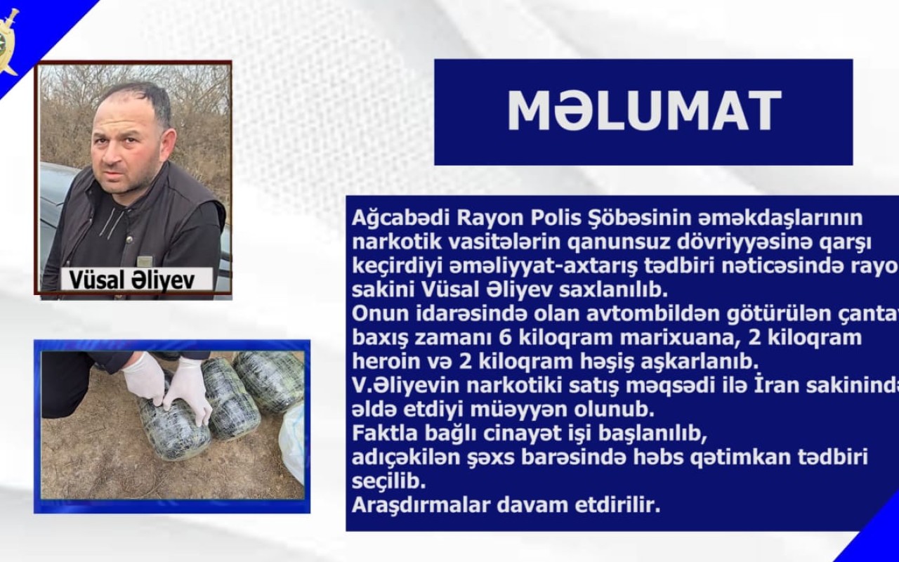 Ağcabədidə polis 10 kiloqram narkotik vasitə aşkarladı