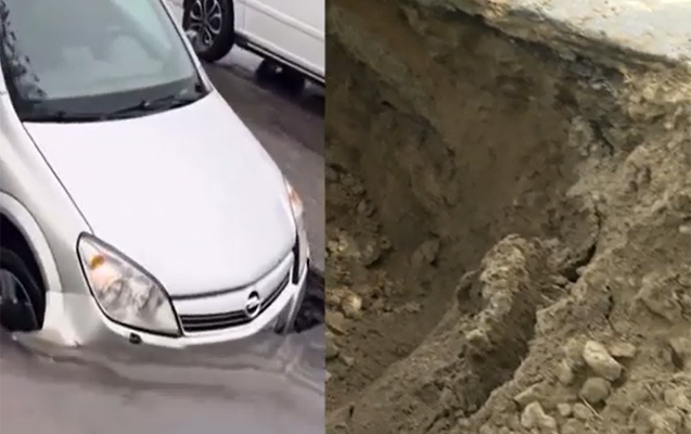 Bakıda bu yol 20 gündə ikinci dəfə çökdü- VİDEO