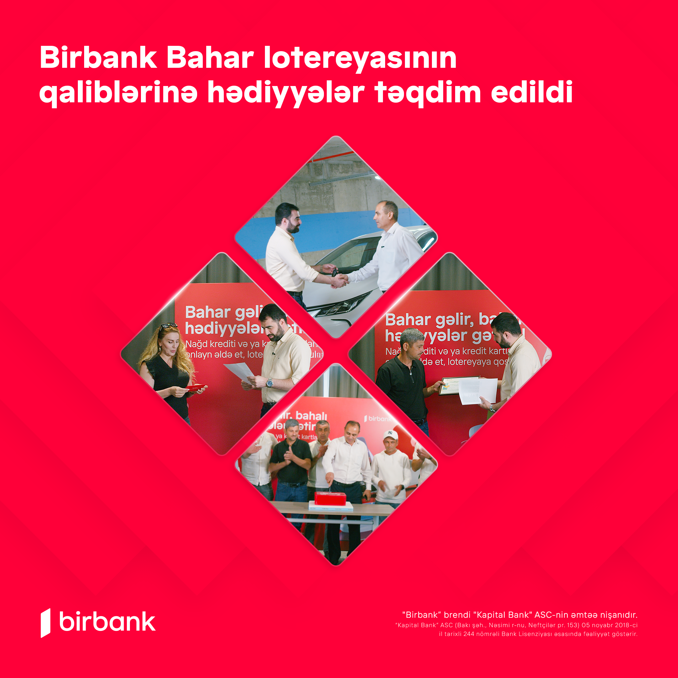 Birbank Bahar lotereyasının qaliblərinə hədiyyələr təqdim olundu